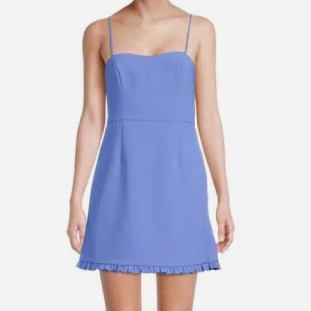 French Connection Women Blue ​Whisper Ruffle Hem Mini Dress • Size 4
